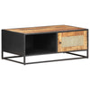 alt="Coffee Table 90x50x35 cm Rough Mango Wood and Natural Cane""