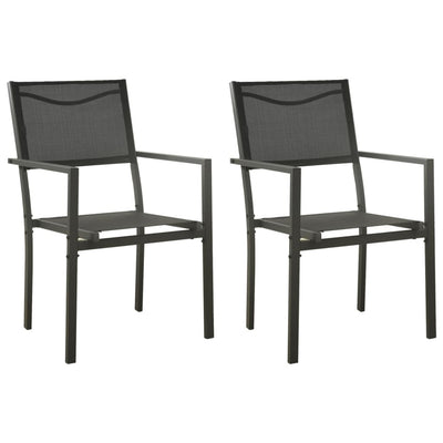 alt="Garden Chairs 2 pcs Textilene and Steel Black and Anthracite"