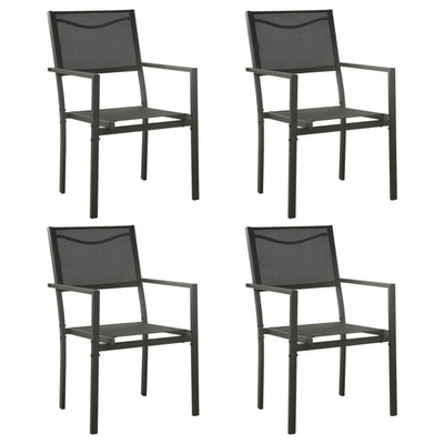 alt="Garden Chairs 4 pcs Textilene and Steel Black and Anthracite"