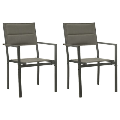 alt="Garden Chairs 2 pcs Textilene and Steel Grey and Anthracite"
