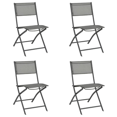 alt="Folding Outdoor Chairs 4 pcs Grey Steel and Textilene"