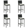 alt="Garden Bar Stools with Cushions 4 pcs Black Poly Rattan"