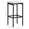 Bar Stools with Cushions 2 pcs Black Poly Rattan
