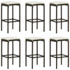 alt="Bar Stools with Cushions 6 pcs Brown Poly Rattan""