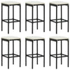 alt="Bar Stools with Cushions 6 pcs Black Poly Rattan""