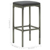Bar Stools with Cushions 6 pcs Grey Poly Rattan