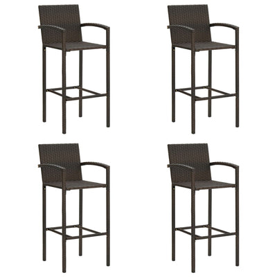 alt="Bar Stools 4 pcs Brown Poly Rattan"
