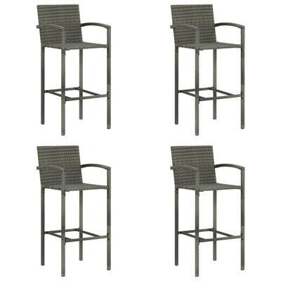 alt="Bar Stools 4 pcs Grey Poly Rattan"