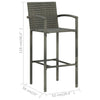 Bar Stools 4 pcs Grey Poly Rattan