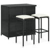alt="3 Piece Bar Set Poly Rattan Black"