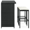 3 Piece Bar Set Poly Rattan Black