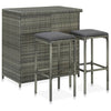 alt="3 Piece Bar Set Poly Rattan Grey"