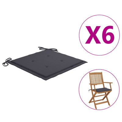 Garden Chair Cushions 6 pcs Anthracite 40x40x3 cm Fabric