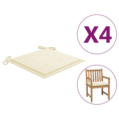 alt="Garden Chair Cushions 4 pcs Cream 50x50x3 cm Fabric"