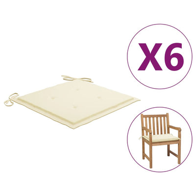 alt="Garden Chair Cushions 6 pcs Cream 50x50x3 cm Fabric"