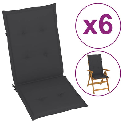Garden Chair Cushions 6 pcs Anthracite 120x50x3 cm