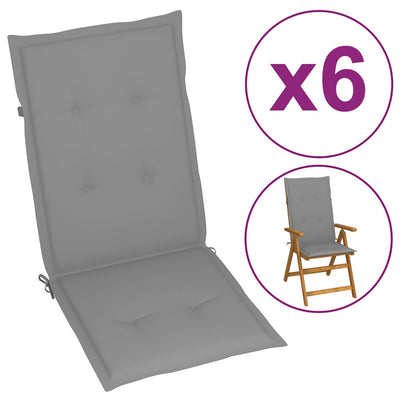 Garden Chair Cushions 6 pcs Grey 120x50x3 cm