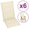 alt="Garden Chair Cushions 6 pcs Cream 120x50x3 cm"