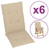 Garden Chair Cushions 6 pcs Beige 120x50x3 cm