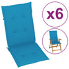Garden Chair Cushions 6 pcs Blue 120x50x3 cm