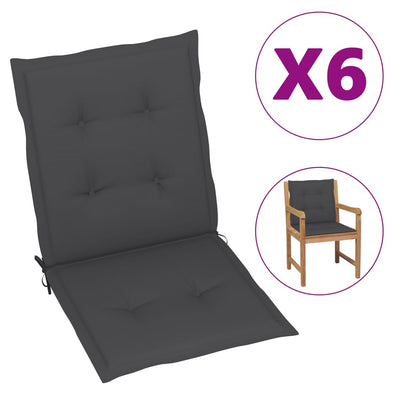Garden Chair Cushions 6 pcs Anthracite 100x50x3 cm