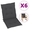 Garden Chair Cushions 6 pcs Anthracite 100x50x3 cm