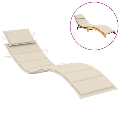 Sun Lounger Cushion Cream 186x58x3 cm