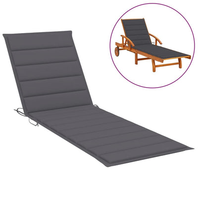 Sun Lounger Cushion Anthracite 200x50x3 cm Fabric