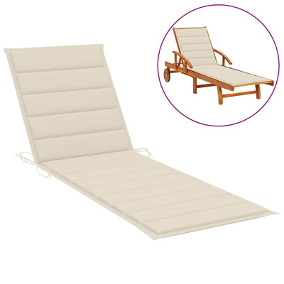 Sun Lounger Cushion Cream 200x50x3 cm Fabric