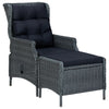 alt="Reclining Garden Chair with Footstool Poly Rattan Dark Grey"