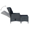 Reclining Garden Chair with Footstool Poly Rattan Dark Grey