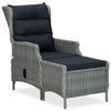 alt="Reclining Garden Chair with Footstool Poly Rattan Light Grey"