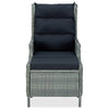 Reclining Garden Chair with Footstool Poly Rattan Light Grey
