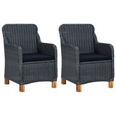 alt="Garden Chairs with Cushions 2 pcs Poly Rattan Dark Grey"