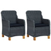 alt="Garden Chairs with Cushions 2 pcs Poly Rattan Dark Grey"