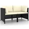 alt="2-Seater Garden Sofa with Cushions Black Poly Rattan""