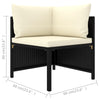 3-Seater Garden Sofa with Cushions Black Poly Rattan