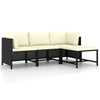 alt="4 Piece Garden Sofa Set with Cushions Black Poly Rattan"