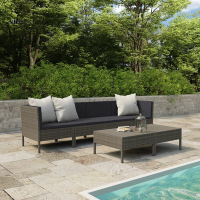 alt="6 Piece Garden Lounge Set with Cushions Poly Rattan Grey"
