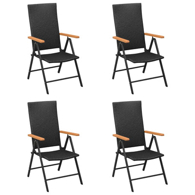alt="Garden Chairs 4 pcs Poly Rattan Black""