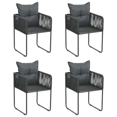 alt="Outdoor Chairs 4 pcs with Pillows Poly Rattan Black"