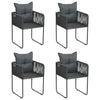 alt="Outdoor Chairs 4 pcs with Pillows Poly Rattan Black"