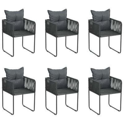 alt="Outdoor Chairs 6 pcs with Pillows Poly Rattan Black"