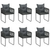 alt="Outdoor Chairs 6 pcs with Pillows Poly Rattan Black"