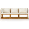 3-Seater Garden Sofa with Cushion Cream Solid Acacia Wood