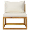 3-Seater Garden Sofa with Cushion Cream Solid Acacia Wood