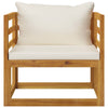 5 Piece Garden Lounge Set with Cushion Cream Solid Acacia Wood