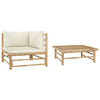 alt="2 Piece Garden Lounge Set with Cream White Cushions Bamboo"