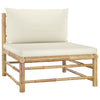 alt="Garden Middle Sofa with Cream White Cushions Bamboo"