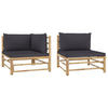 alt="2 Piece Garden Lounge Set with Dark Grey Cushions Bamboo"